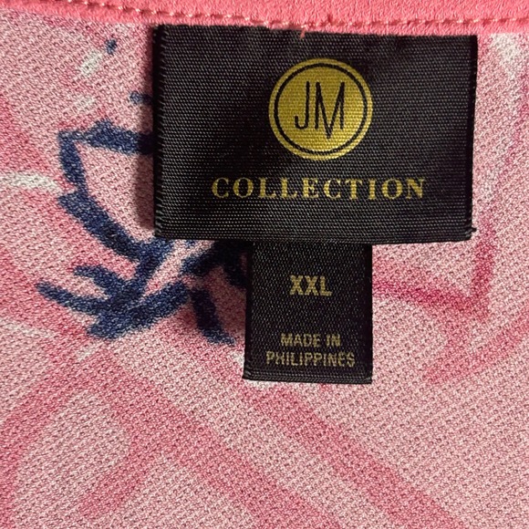 JM Collection Plus Size Pink Paisley Print V Neck Tunic Top XXL - Picture 4 of 5